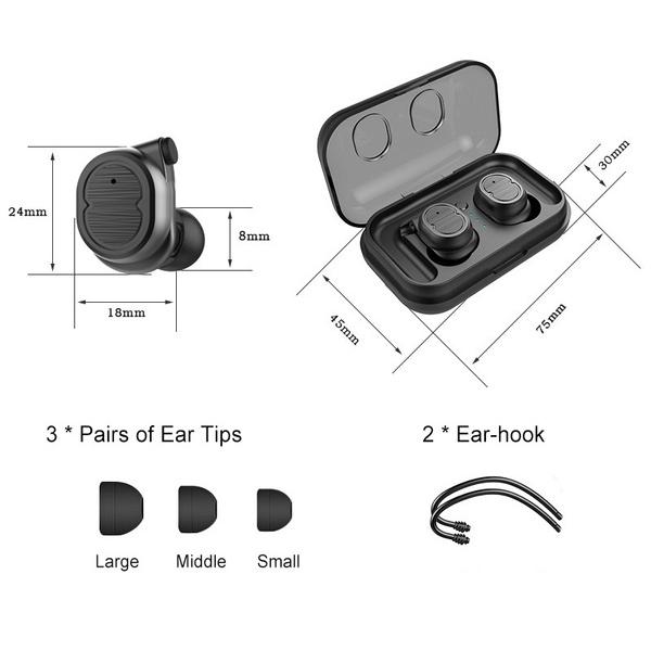 Mini True Wireless Earbuds TWS Touch Control Bluetooth 5.0 Headphone In-Ear Headphones - Tophatter Daily Deals